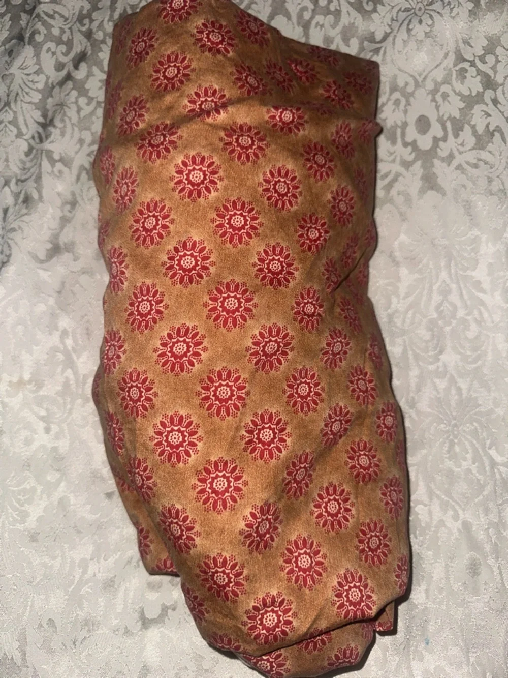 Home. Decorative Gold and Red Sunburst Lumbar - Full Size Sheet